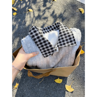 浅灰色假两件衬衫领卫衣男款秋冬保暖加厚条纹长袖t恤内搭打底衫