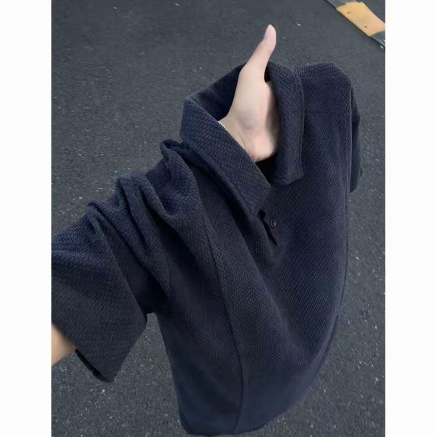 美式龙鳞纹透气polo衫短袖男款夏季重磅解构正肩t恤宽松百搭半袖