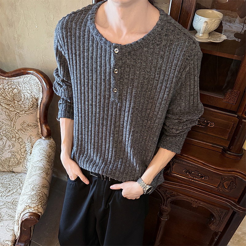 老钱风竖条纹薄款长袖T恤男女2025秋季潮牌复古肌理感内搭打底衫