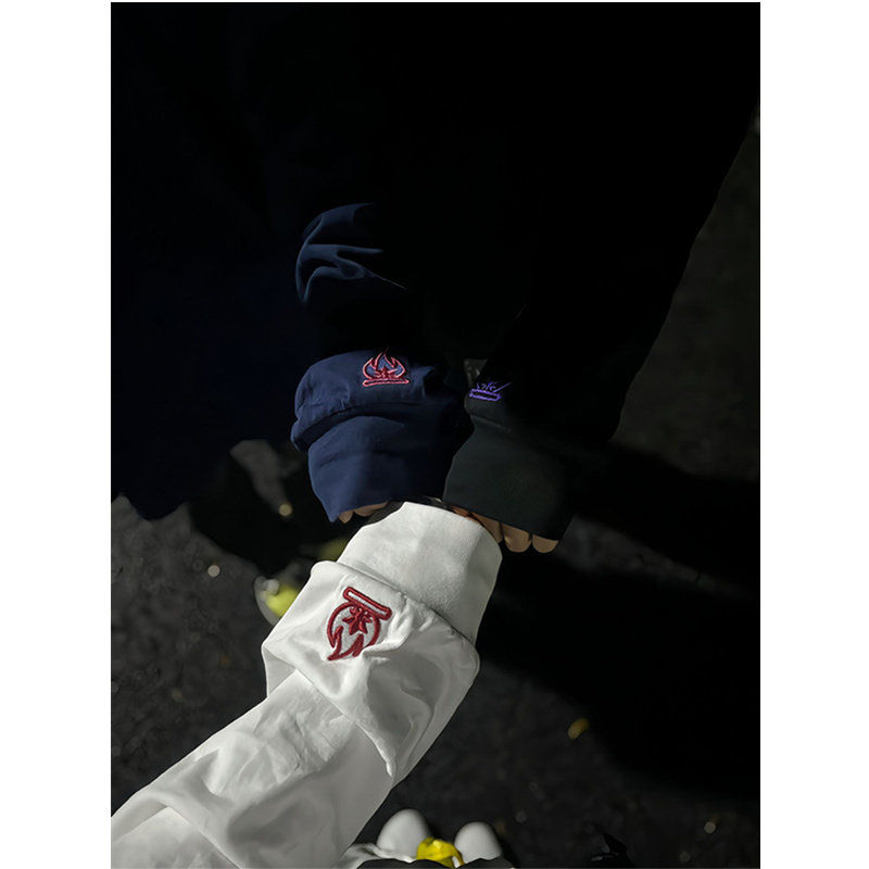 高级感小火苗卫衣美式高街火花刺绣情侣装t恤男款长袖春秋打底衫