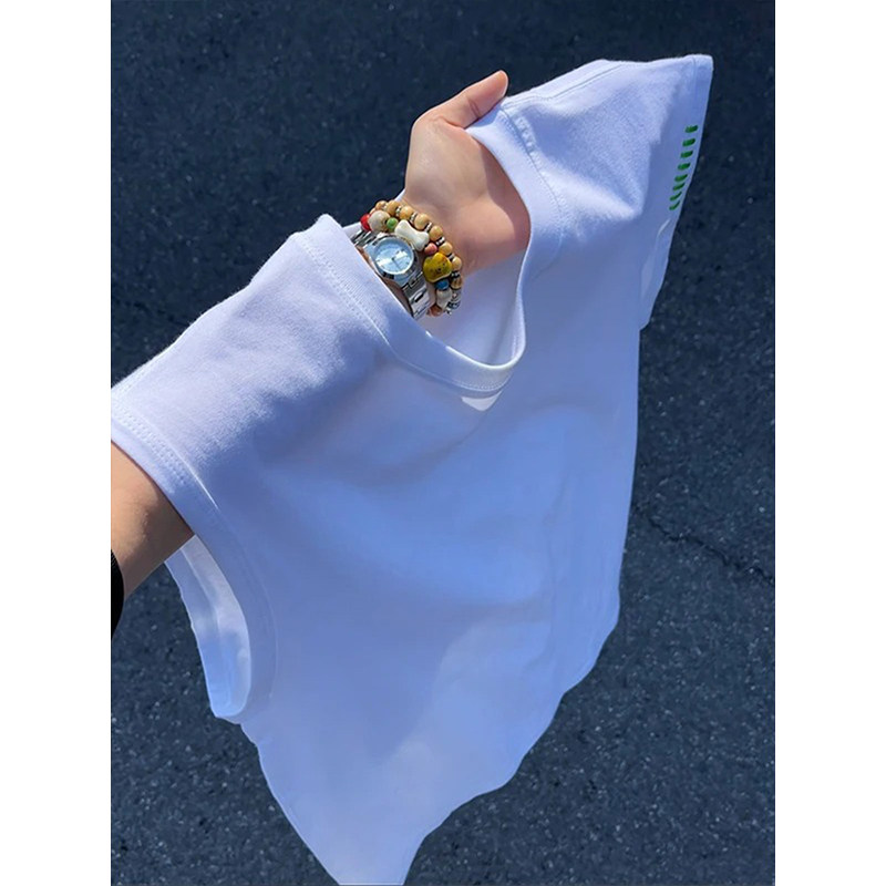 cleanfit重磅水洗背心男女夏季款高级感无袖t恤美式刺绣坎肩汗衫