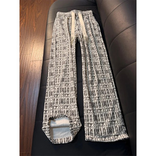 美式扎染格子卫裤男款春季慵懒风垂感直筒裤vintage宽松休闲裤子