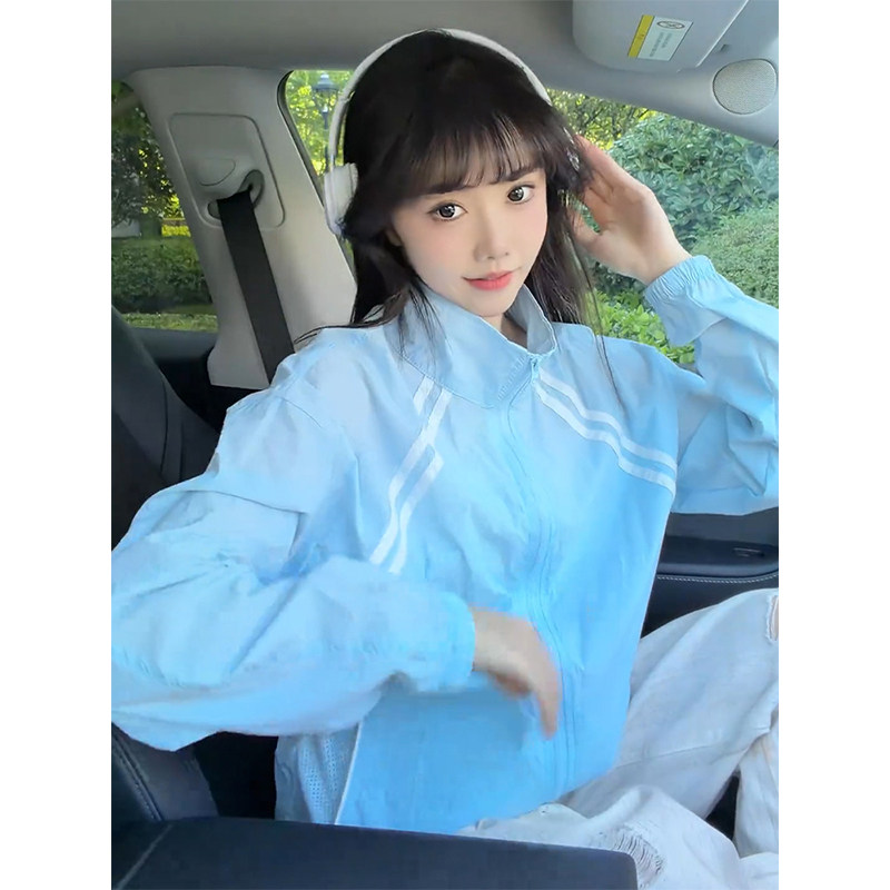 冰感透气条纹防晒衣男女夏季薄款速干防紫外线防晒服休闲运动外套