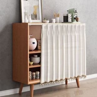 柜子遮挡帘子免打孔杂物遮丑衣柜鞋柜书柜置物架防尘纱帘橱柜短帘