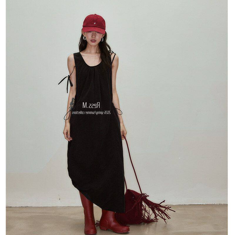 韩版简约 中长款新款口袋2026Ress.春夏季M连衣裙休闲裙子05043