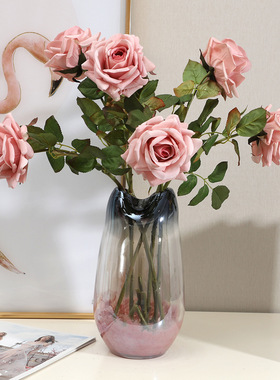 复古秋色高级感逼真手感保湿玫瑰花仿真花家居客厅装饰假花摆件