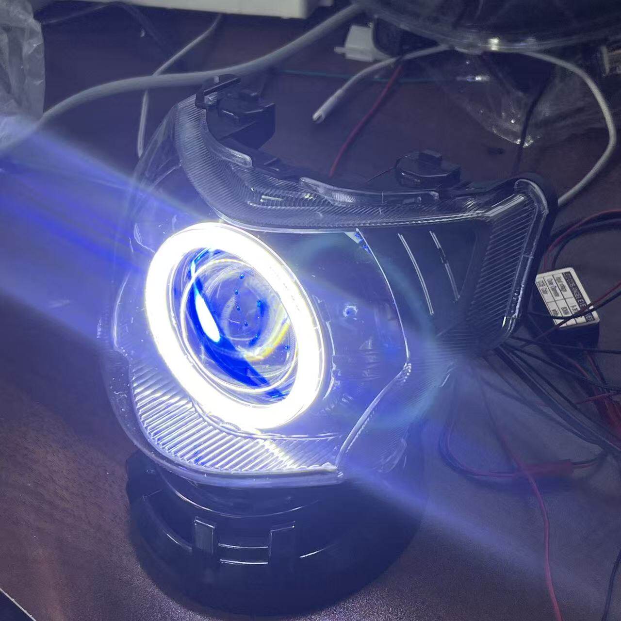 适用福喜125 AS125福禧125夜行者改装LED双光透镜大灯总成天使眼
