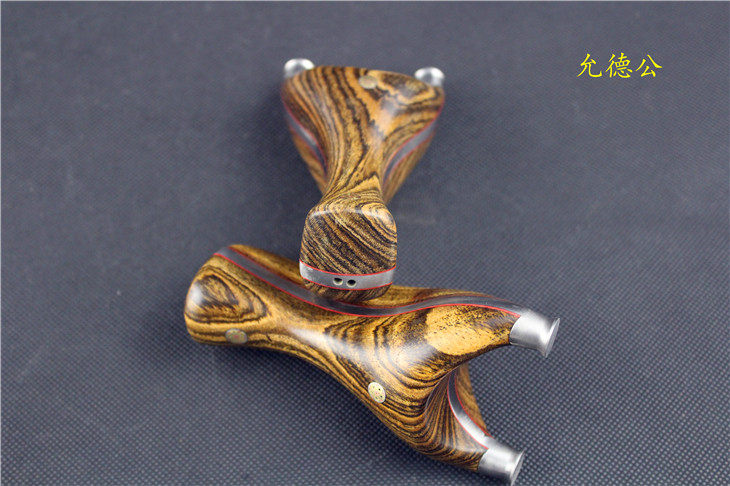 黄金檀小弓门飞虎花瓶头扁皮筋弹弓 纯木质贴片户外竞技把玩弹弓