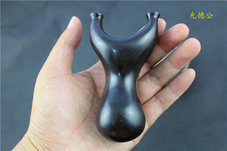 纯正超厚黑水牛角手工打磨胖飞虎弹弓  收藏实战厚牛角打造经典弓