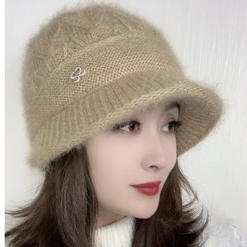 女士冬季帽子爆款针织毛线帽加厚松鼠绒檐韩版保暖秋冬帽子女百搭