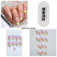 Rose pink star-pointed French pointed-toe wearable nail FakeNail finished product, European and American style hot girl export fake nail patch thumbnail 2