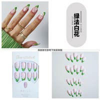 Rose pink star-pointed French pointed-toe wearable nail FakeNail finished product, European and American style hot girl export fake nail patch thumbnail 7