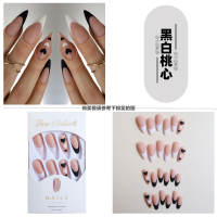Rose pink star-pointed French pointed-toe wearable nail FakeNail finished product, European and American style hot girl export fake nail patch thumbnail 4