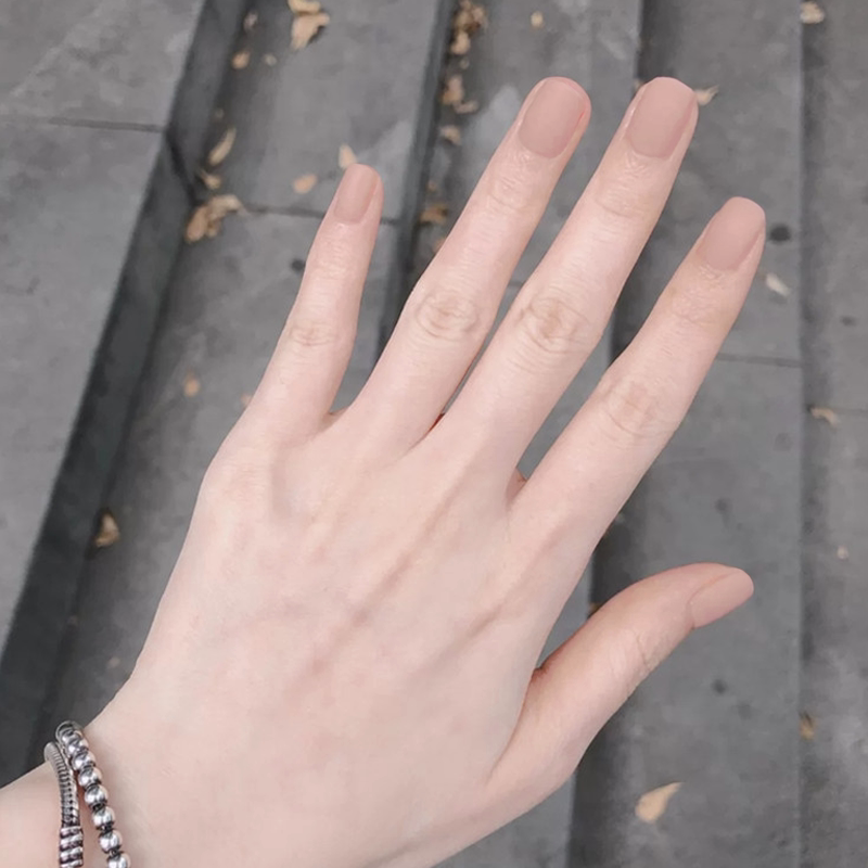 磨砂卡其肤色穿戴甲遮盖美甲贴