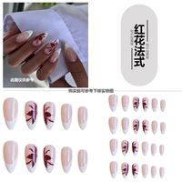 Almond-pointed white French impatiens dress nail, elegant cross-border American hot girl fake nail patch finished nail sheet thumbnail 2