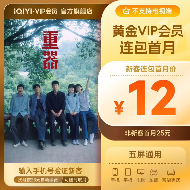 爱奇艺黄金vip会员直充爱奇艺月卡连包月卡 12元 - 86线报