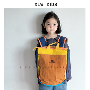 森系ins风儿童高颜值撞色休闲书包男女童轻便可爱背包登山双肩包