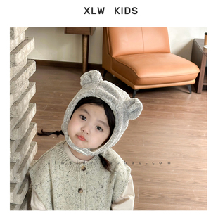 流星雨冬季男女宝宝保暖可爱护耳帽婴幼童小熊耳朵系带防寒冷帽子