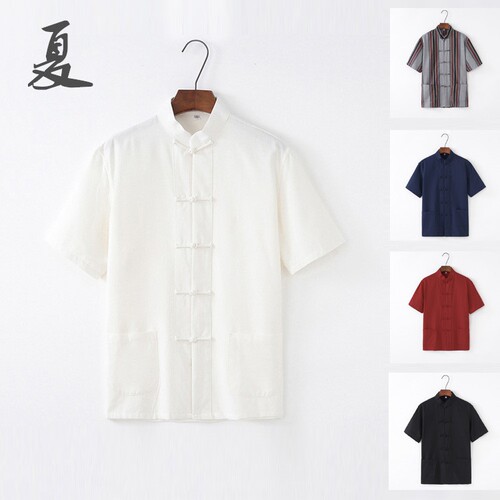 男士纯棉中式打底衬衣汉服唐装