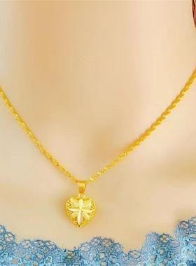 真金色四叶草项链女不掉色首饰品