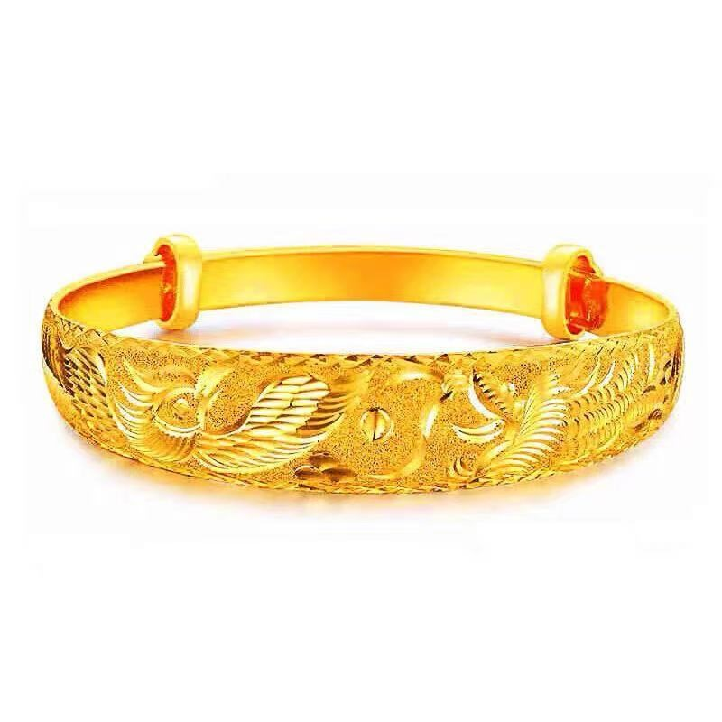 香港真金色手镯女龙凤手环实心