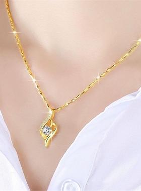 香港真金色小众精致吊坠项链女款