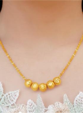 真金色转运珠锁骨链百搭项链女款