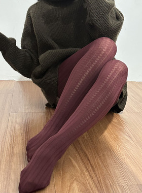 外贸秋季复古提花竖条串珠心形显瘦连裤袜防勾丝天鹅绒打底厚丝袜