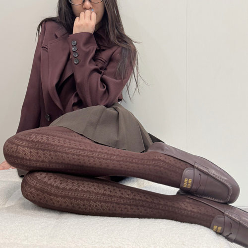 春秋复古提花蕾丝波点打底丝袜