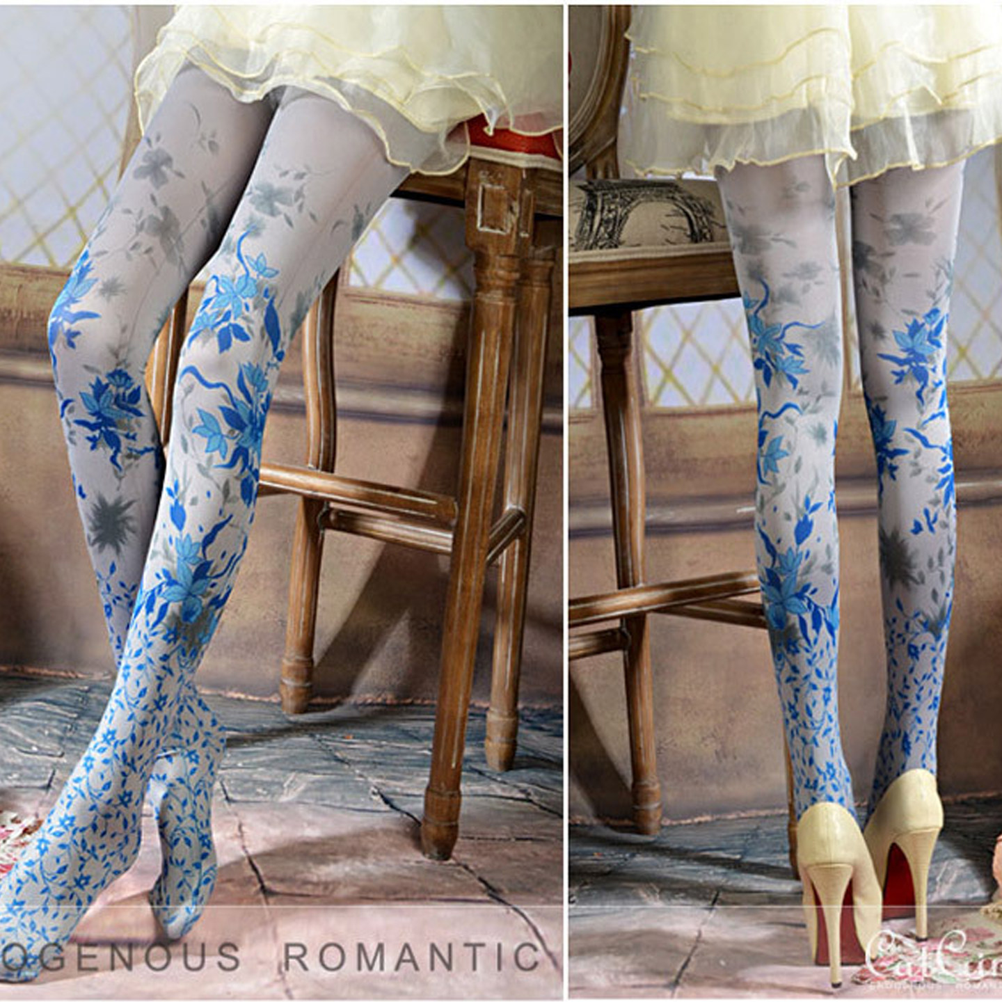 青花瓷韵浪漫女神范打底丝袜