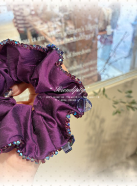 FAFA原创发饰施华洛【紫藤花】高级感褶皱缎面大肠圈