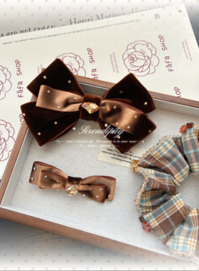 FAFA原创韩国发饰施华洛【可露丽】丝绒蝴蝶结发夹