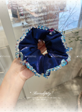 FAFA原创施华洛【深宝蓝】丝绒大肠发圈