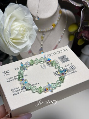 施华洛水晶手链苹果绿清新小众设计款手链