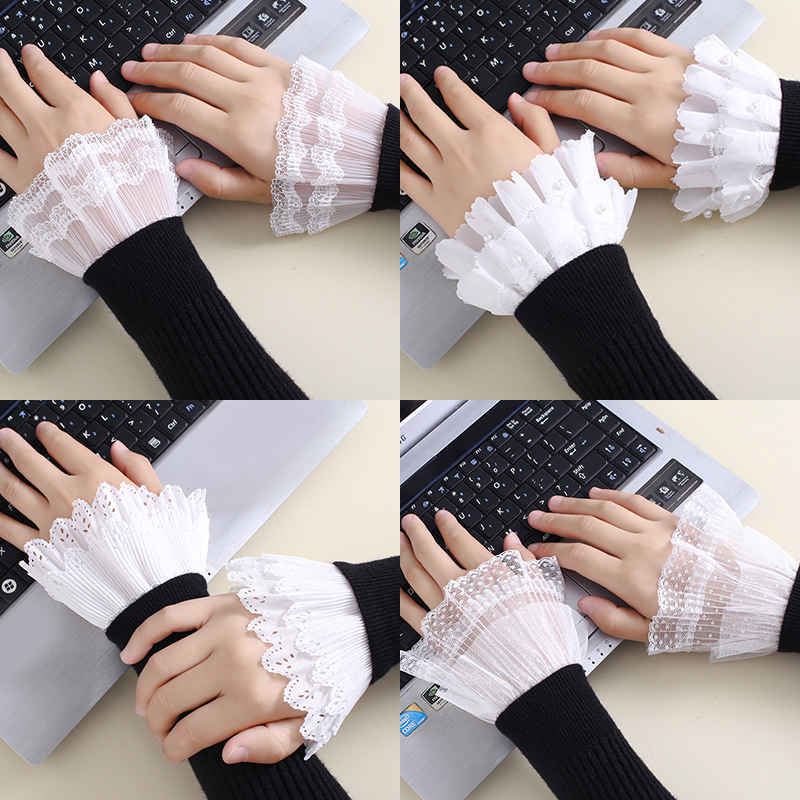 毛衣卫衣内搭女假袖子棉花边衬衫