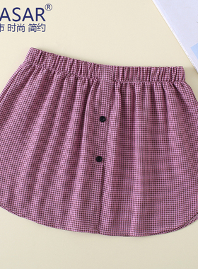 卫衣叠穿内搭红色千鸟格打底神器女半身裙毛衣假下摆遮胯裙子屁帘