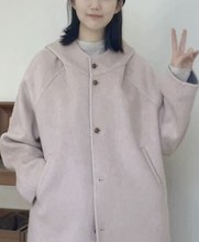 2025秋冬新款双面羊绒大衣女中长款连帽宽松羊毛呢子外套