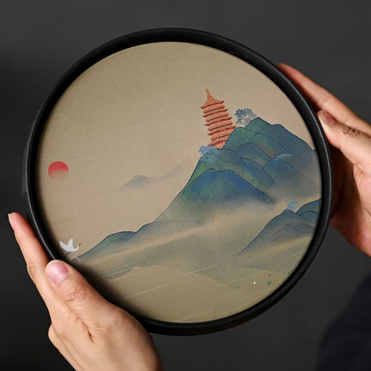 圆形陶瓷茶盘家用速干托盘干泡台小型茶海国风吸水壶承储水式茶具