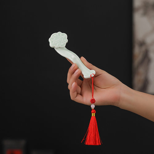 青瓷玉如意福禄手把件桌面装饰品