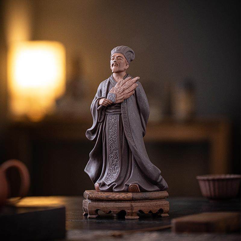 三国历史人物紫砂诸葛亮装饰摆件