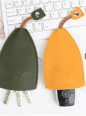 钥匙包绿色新款家用钥匙收纳皮套迷你小包收纳包电动车汽车锁匙套