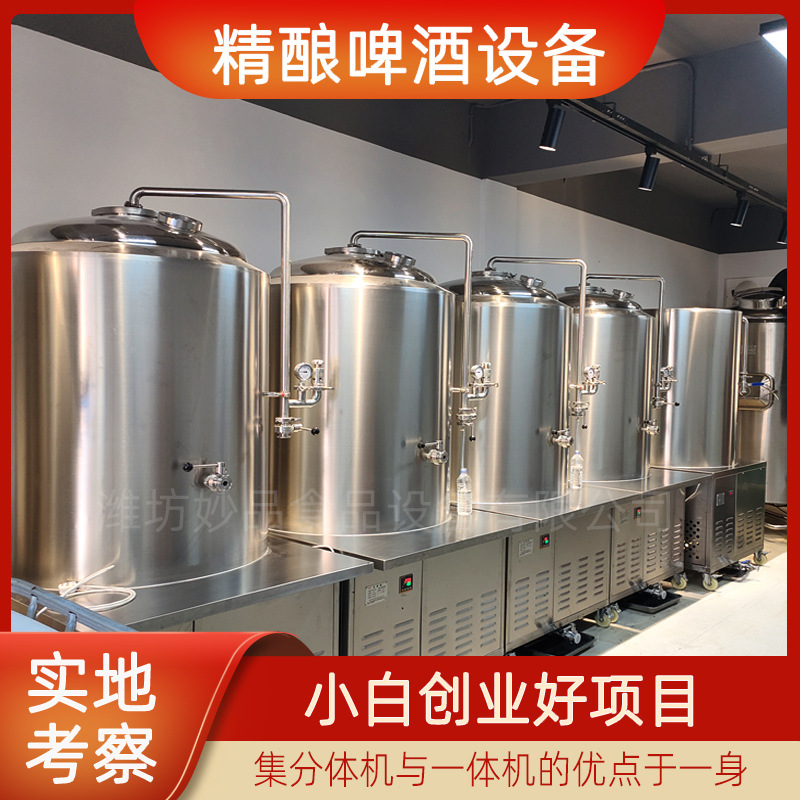 精酿啤酒屋啤酒设备一体机商用啤酒发酵罐500升糖化发酵罐