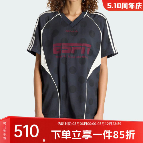阿迪达斯三叶草女款V领短袖