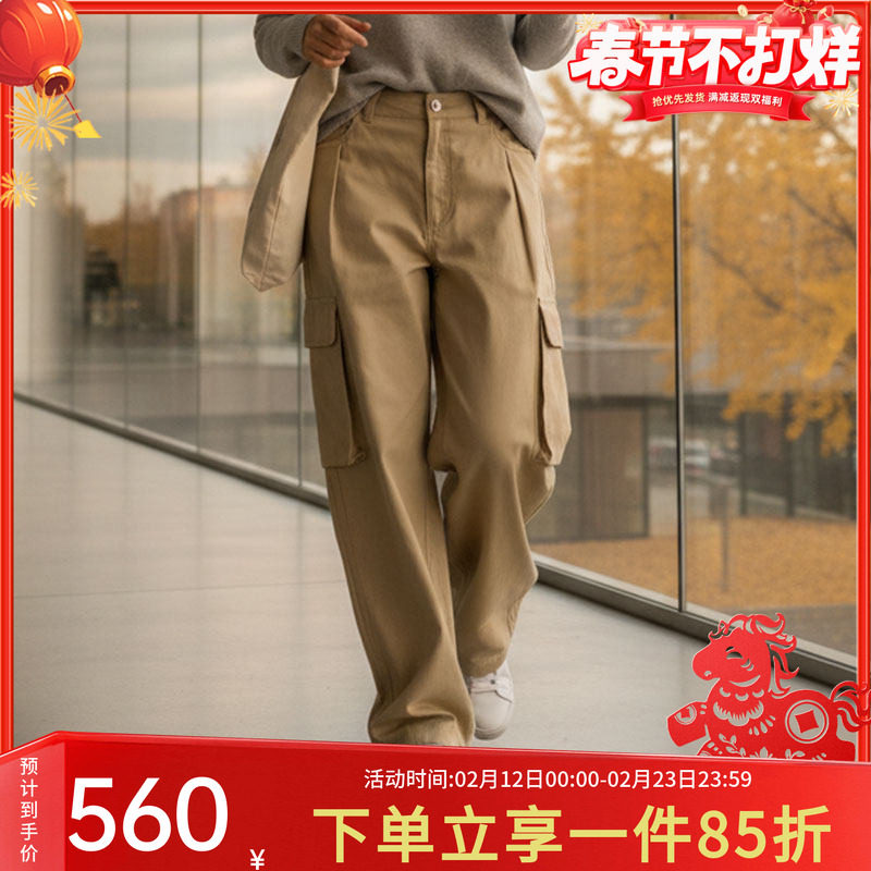 阿迪达斯三叶草女裤2025秋季新款工装风宽松收口运动裤时尚阔腿裤