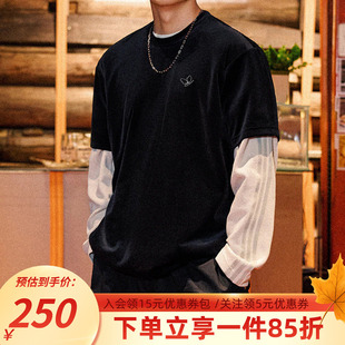 男装 TEE 2025秋季 VELVET SS天鹅绒运动T恤 新款 阿迪达斯三叶草短袖