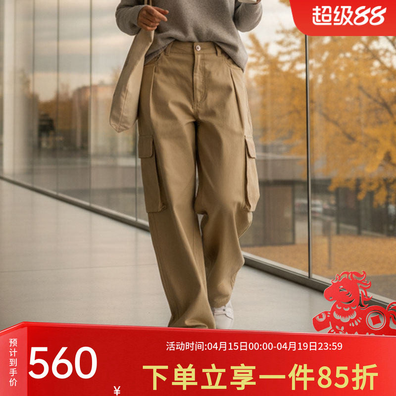 阿迪达斯三叶草女裤2025秋季新款工装风宽松收口运动裤时尚阔腿裤