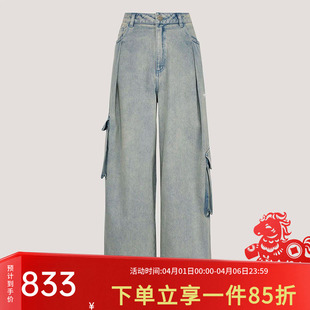 做旧牛仔宽松运动裤 阿迪达斯三叶草女裤 KU9533 工装 PANTS 夏季 新款