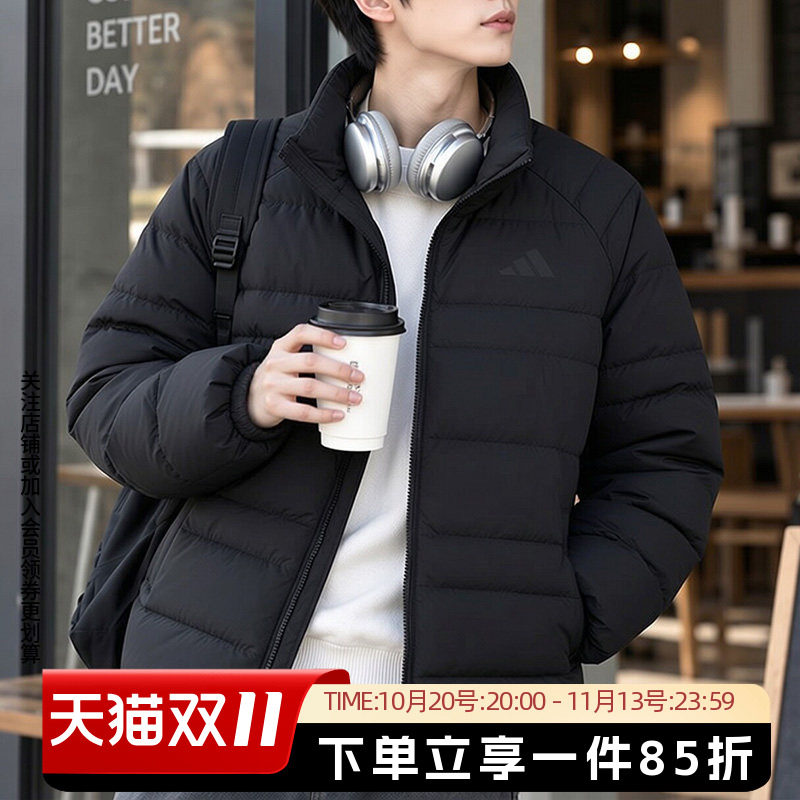 阿迪达斯男款立领棉服