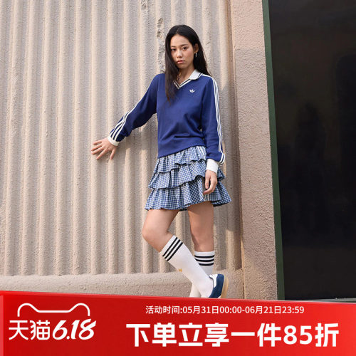 阿迪达斯三叶草女款针织POLO衫