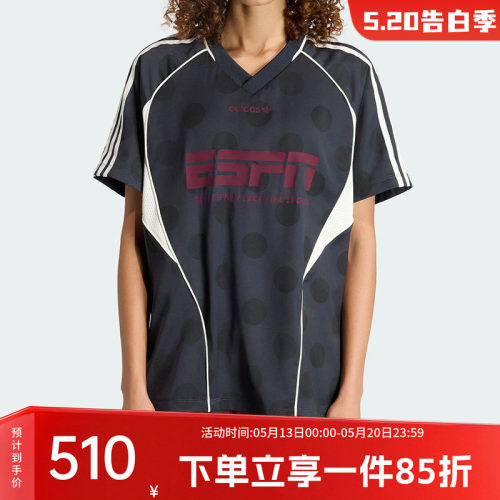阿迪达斯三叶草女款V领短袖